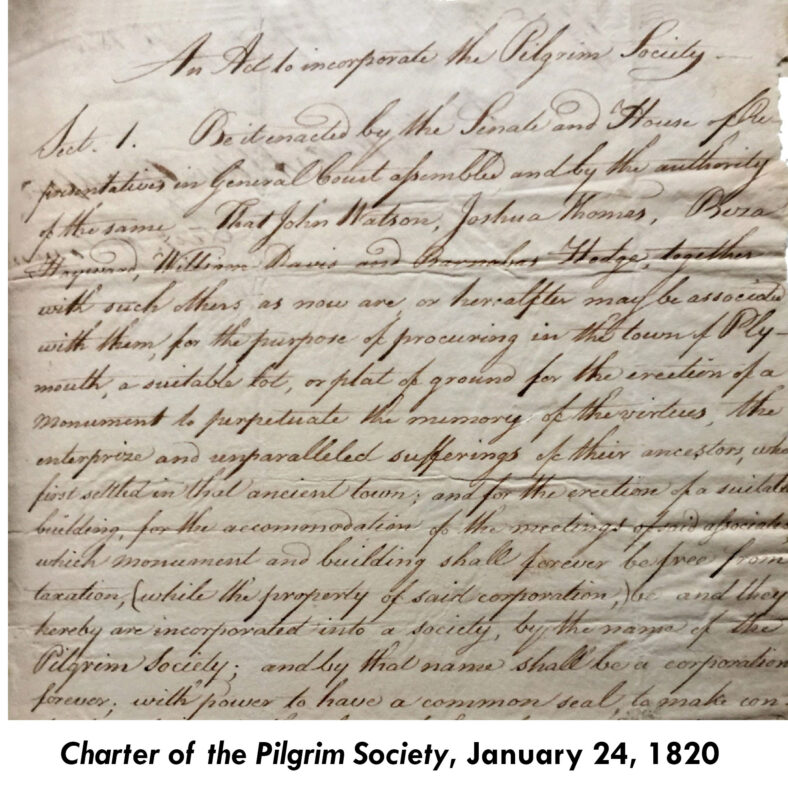 Charter of the Pilgrim Society, January 24, 1820