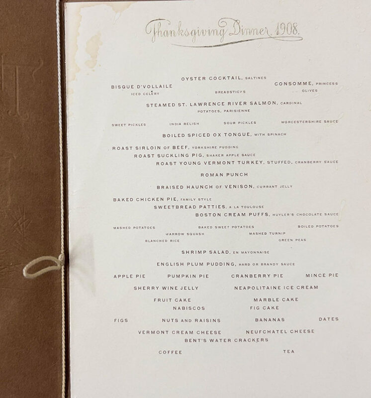 Pilgrim Hall Baker Collection US Hotel Boston 1908