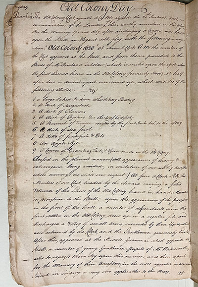 PHM - Old Colony Club Minutes Book 12-22-1769