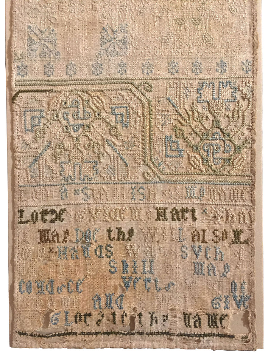 Pilgrim Hall, Standish Sampler detail, PHM108