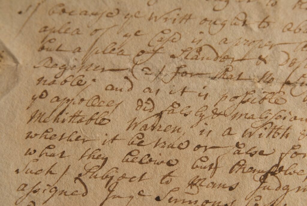 Pilgrim Hall - Mehitable Warren document 1709, PHM Archives
