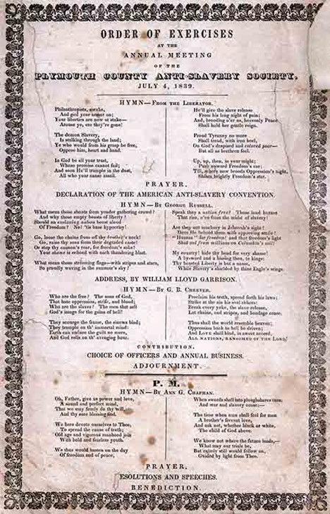 Pilgrim Hall, Anti-Slavery Society 1839 - 1840